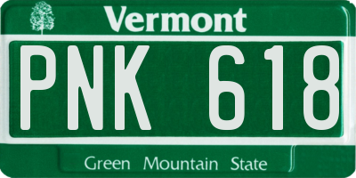 VT license plate PNK618