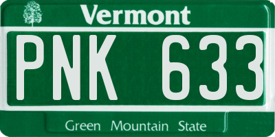 VT license plate PNK633