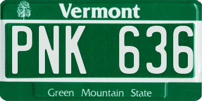 VT license plate PNK636