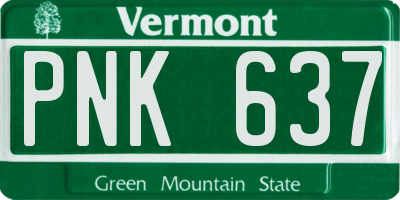 VT license plate PNK637