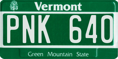 VT license plate PNK640