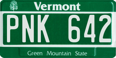VT license plate PNK642