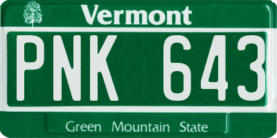 VT license plate PNK643