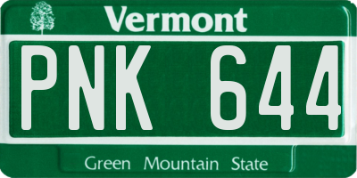 VT license plate PNK644