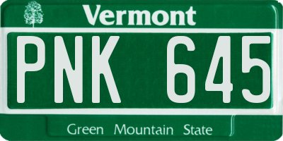 VT license plate PNK645
