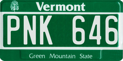 VT license plate PNK646
