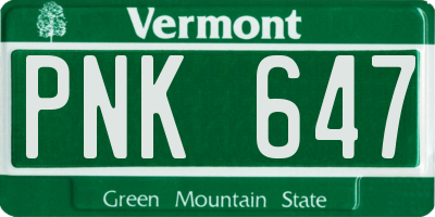 VT license plate PNK647