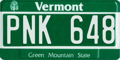 VT license plate PNK648