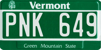 VT license plate PNK649