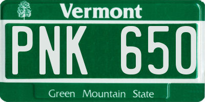 VT license plate PNK650