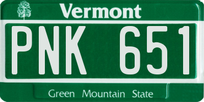 VT license plate PNK651