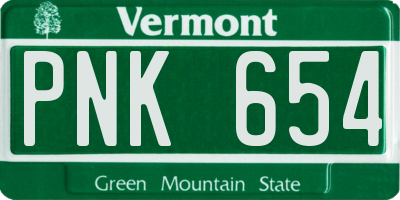 VT license plate PNK654
