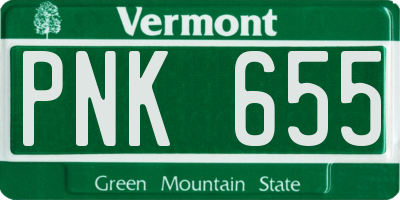 VT license plate PNK655