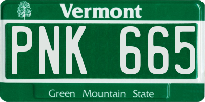 VT license plate PNK665