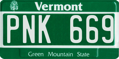 VT license plate PNK669