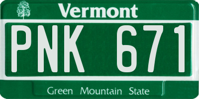 VT license plate PNK671