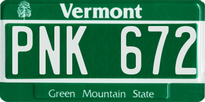 VT license plate PNK672