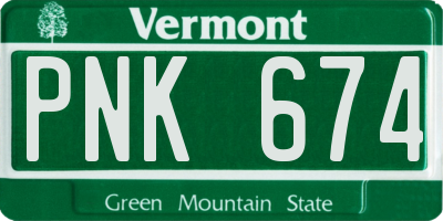 VT license plate PNK674
