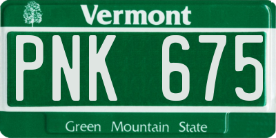 VT license plate PNK675