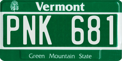 VT license plate PNK681