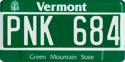 VT license plate PNK684