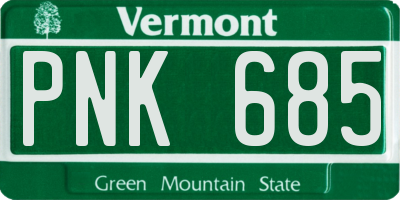 VT license plate PNK685