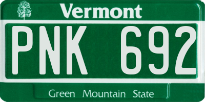 VT license plate PNK692