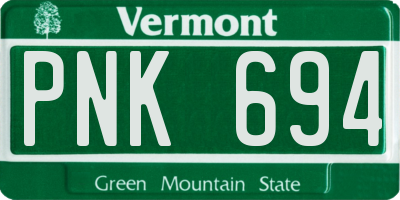 VT license plate PNK694