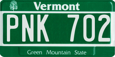 VT license plate PNK702