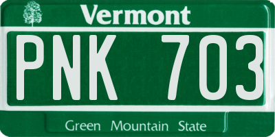 VT license plate PNK703