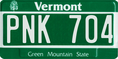 VT license plate PNK704