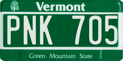 VT license plate PNK705
