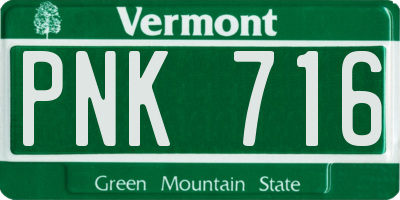 VT license plate PNK716