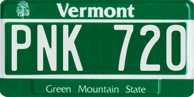 VT license plate PNK720