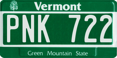 VT license plate PNK722