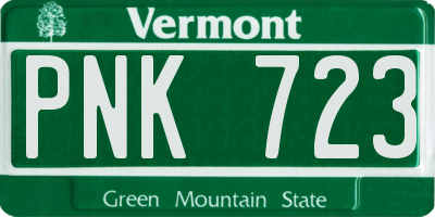 VT license plate PNK723