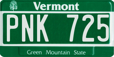 VT license plate PNK725