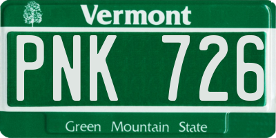 VT license plate PNK726