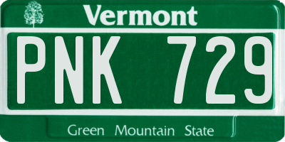 VT license plate PNK729