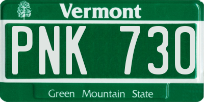 VT license plate PNK730