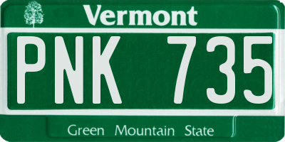 VT license plate PNK735