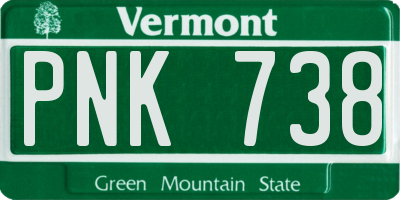 VT license plate PNK738