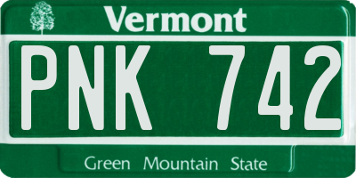 VT license plate PNK742