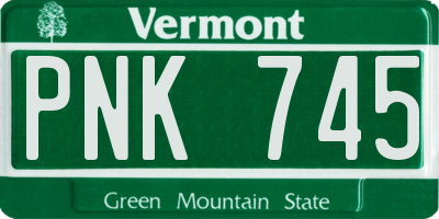 VT license plate PNK745