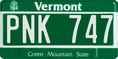 VT license plate PNK747