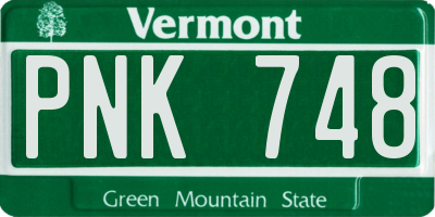 VT license plate PNK748