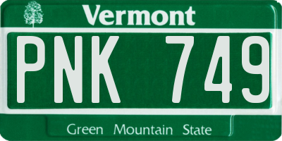 VT license plate PNK749