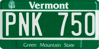 VT license plate PNK750