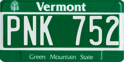 VT license plate PNK752