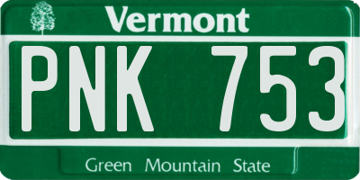 VT license plate PNK753